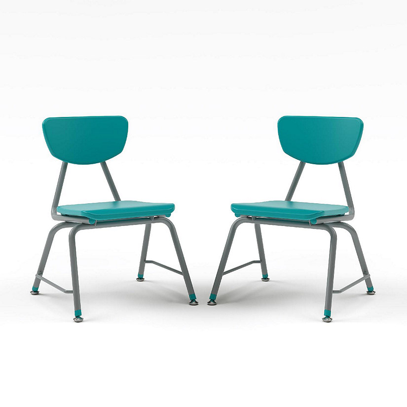 Tot Mate Versa Kids Chairs, Set of 2, Stackable, Student Chair Classroom Seating for School, Office, Reception, Waiting Rooms (18" Seat Height, Turquoise) Image