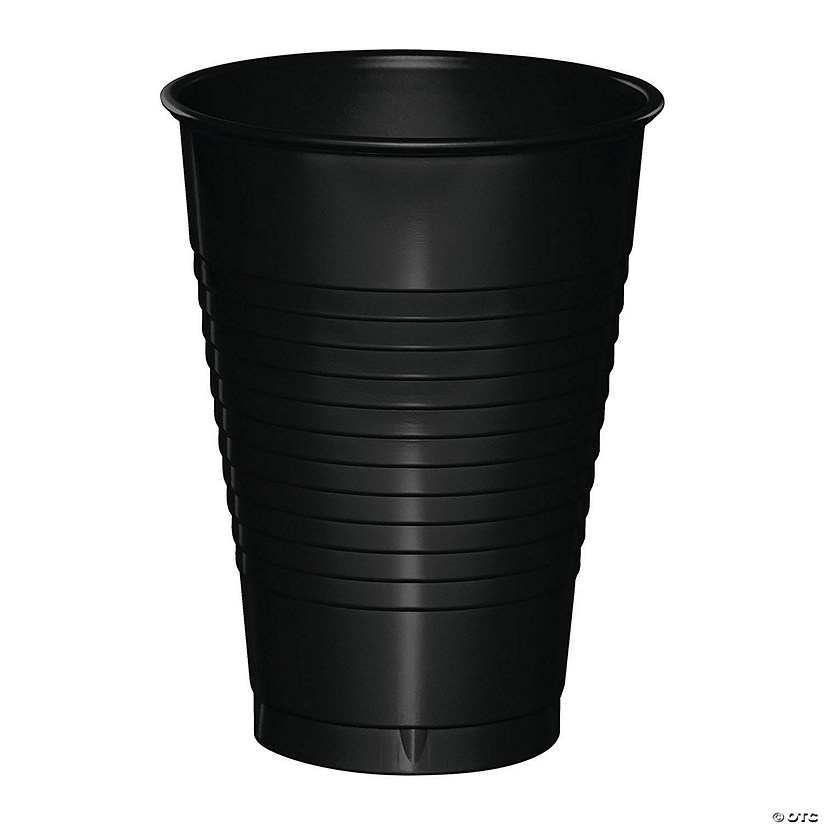 Touch Of Color Black 12 Oz Plastic Cups - 60 Pc. Image