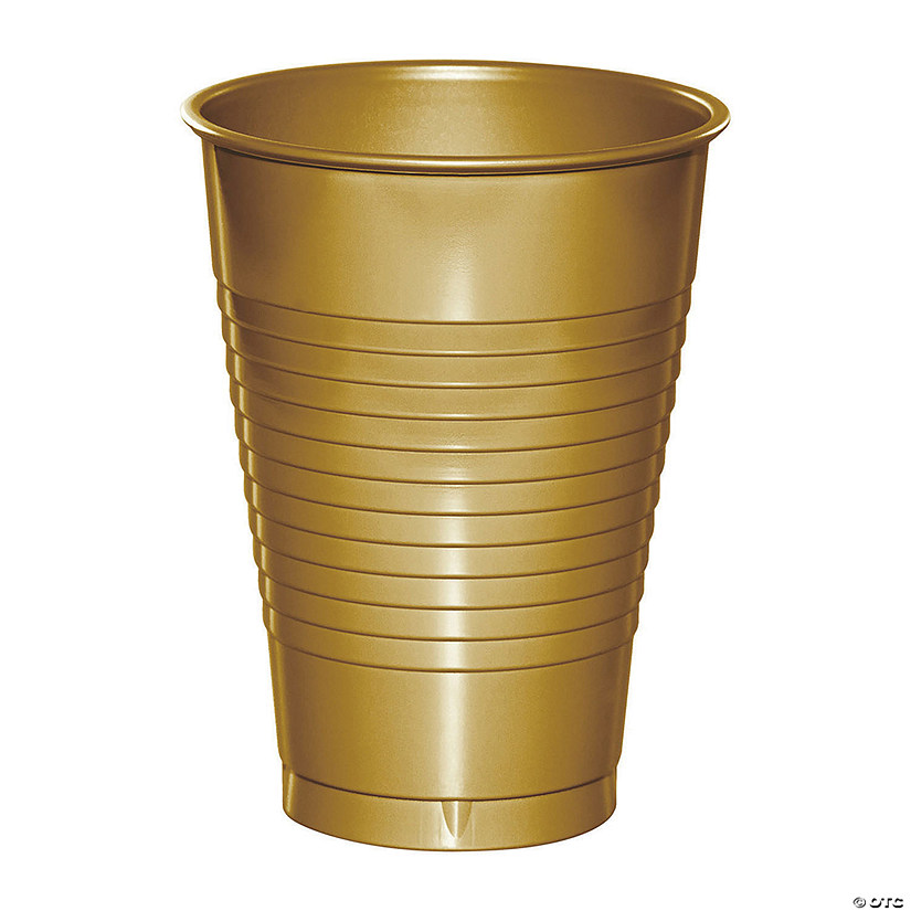 Touch Of Color Glittering Gold 12 Oz Plastic Cups - 60 Pc. Image