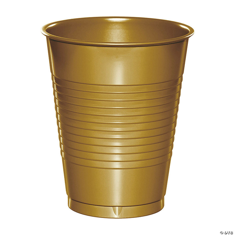 Touch Of Color Glittering Gold 16 Oz Plastic Cups - 60 Pc. Image