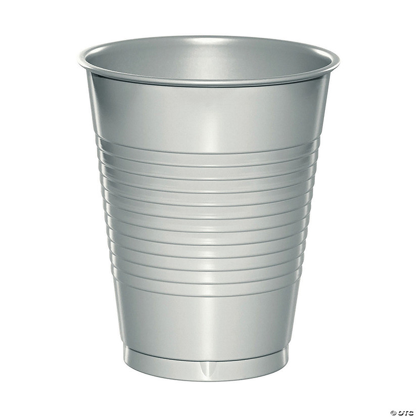 Touch Of Color Shimmering Silver 16 Oz Plastic Cups - 60 Pc. Image