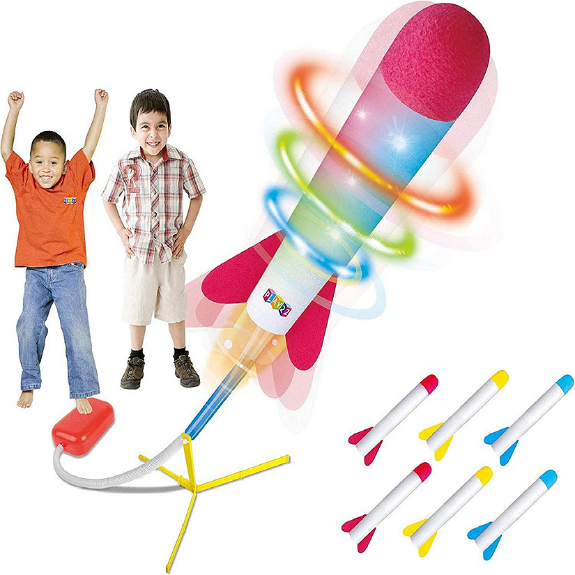 Toy Jump Rocket Launcher Set with LED Lights - Includes 6 Rockets Soars Up to 100 Feet - Play22usa Image