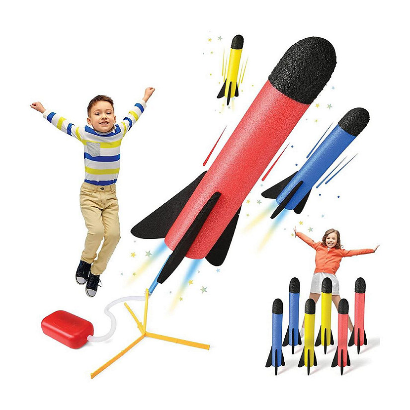 Toy Rocket Launcher - Jump Rocket Set Includes 6 Rockets - Play Rocket Soars up to 100 Feet - Missile Launcher - Air Rocket Great for Outdoor Play Image