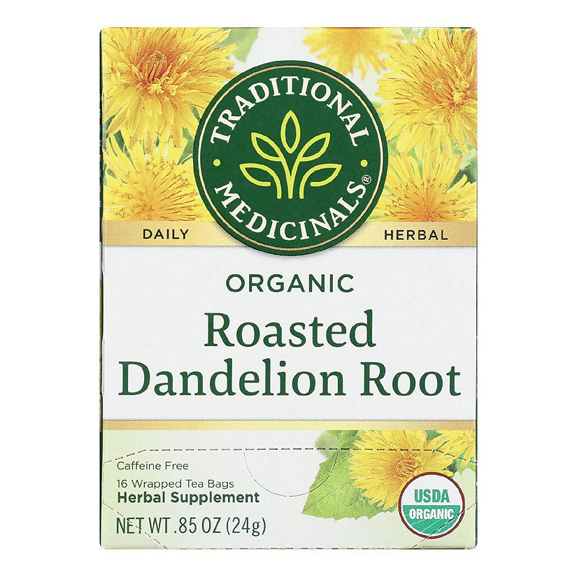 Traditional Medicinals Organic Roasted Dandelion Root Herbal Tea - 16 Tea Bags - Case of 6 Image