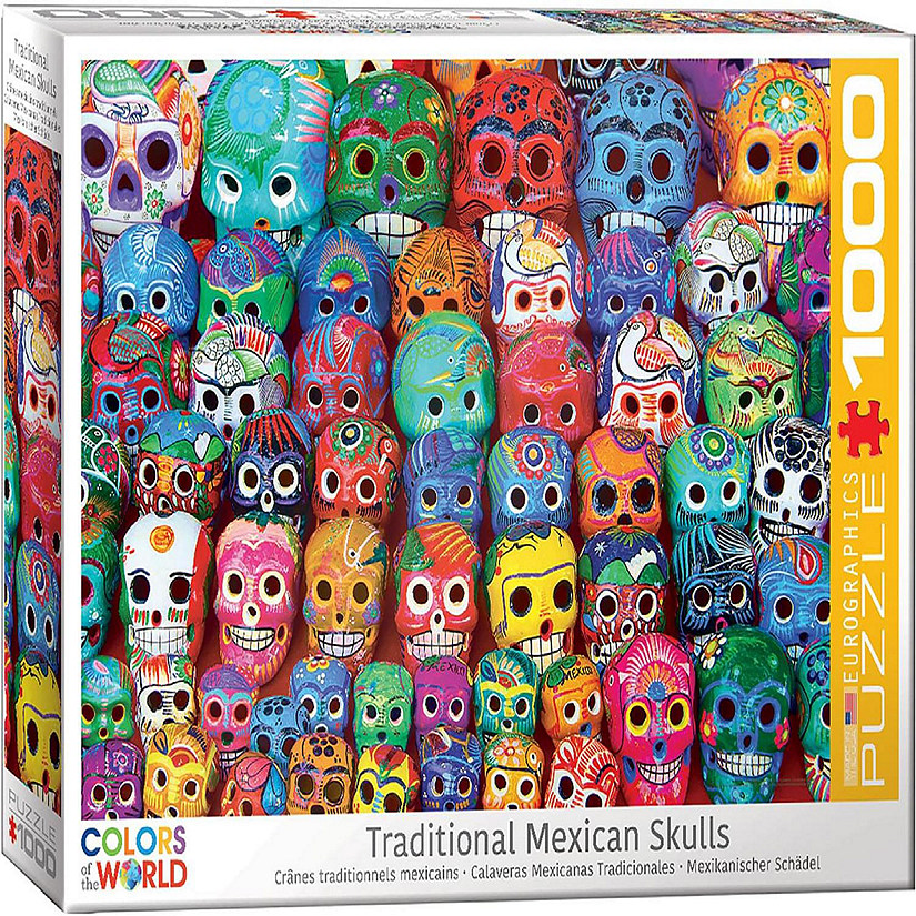 Traditional Mexican Skulls 1000 Piece Jigsaw Puzzle Image