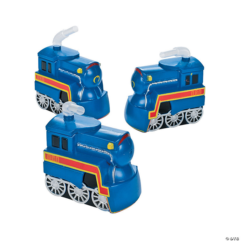 Train Engine-Shaped Cups with Straw - 8 Ct. Image