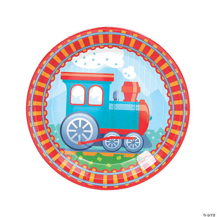 Train Party Paper Dinner Plates - 8 Ct. Image