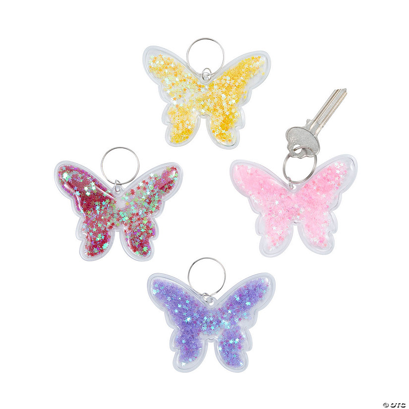 Transparent Confetti Butterfly Keychains Oriental Trading