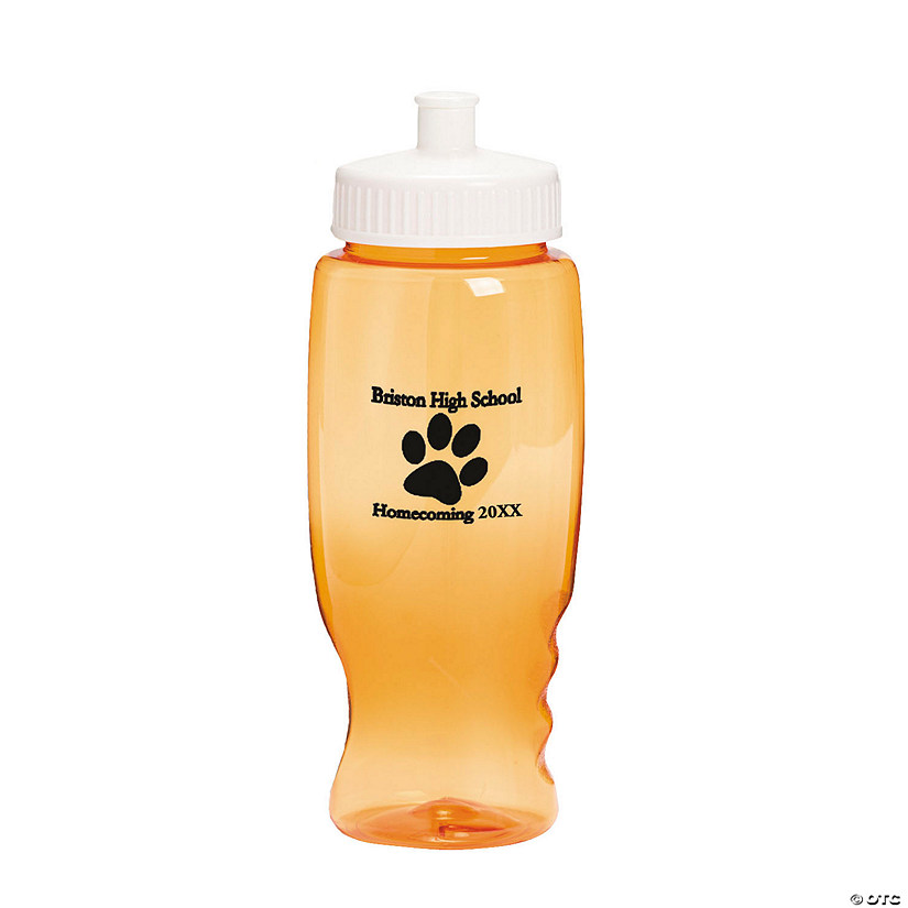 Transparent Paw Print Personalized Plastic Water Bottles- 50 Pc. Image