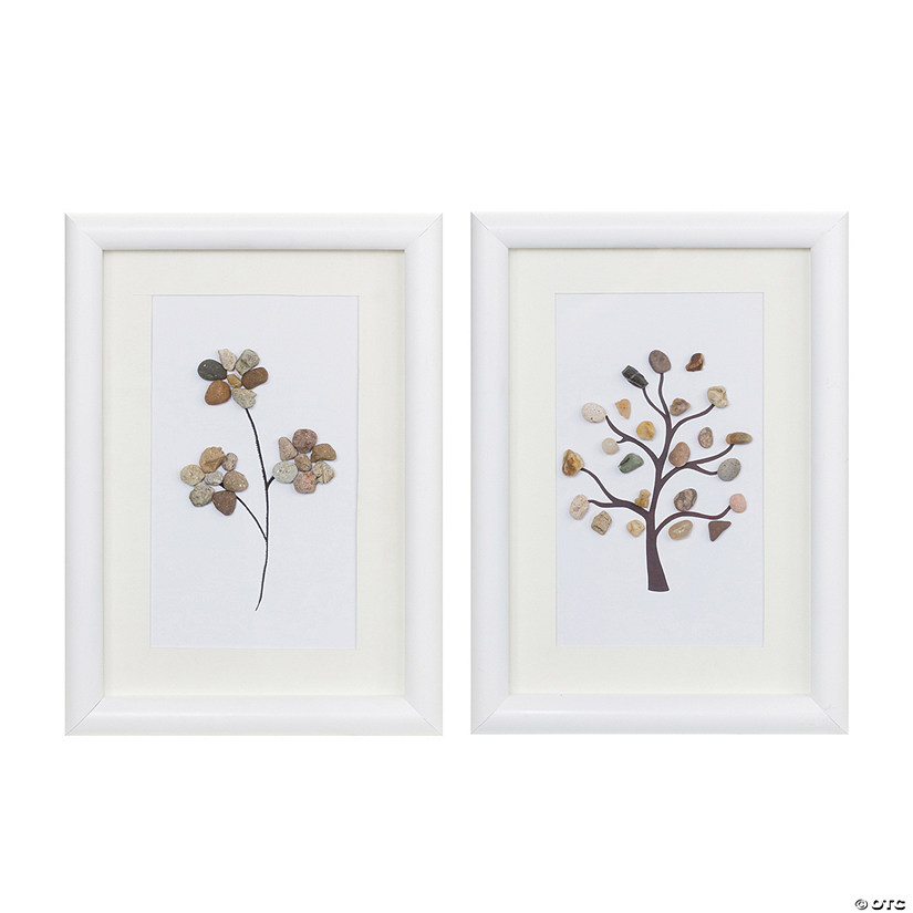 Tree And Floral Wall Art (Set Of 2) 10.25"L X 14.25"H Mdf/Glass Image