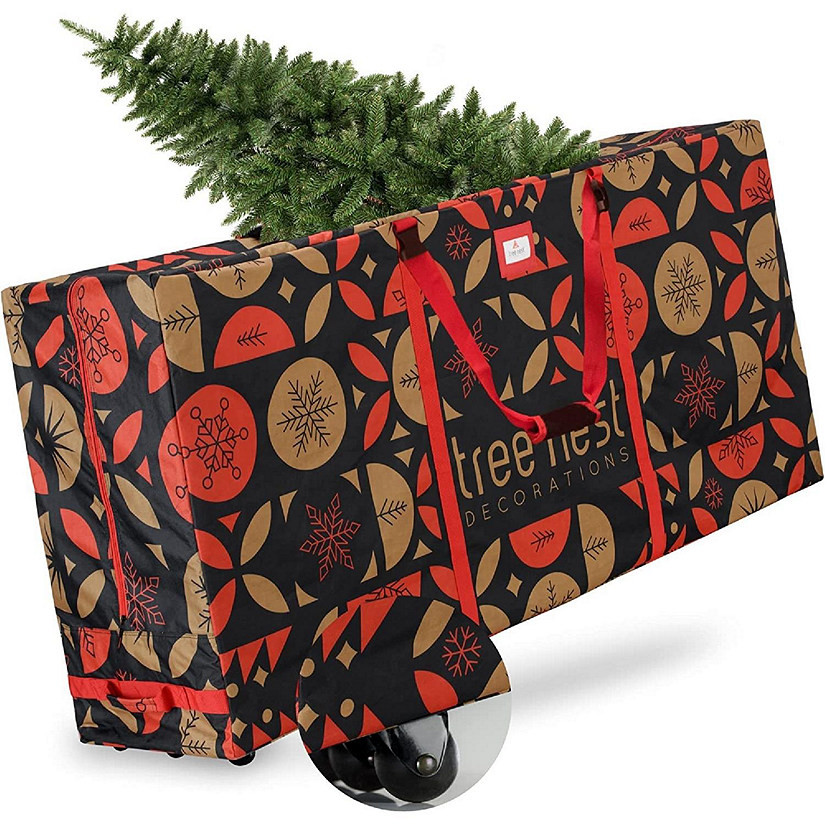 Tree Nest Rolling Christmas Tree Storage Bag, Stylish Canvas Christmas Tree Box for Artificial Disassembled Trees 7.5ft Image
