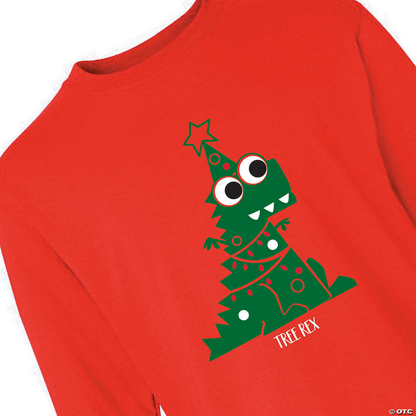 Tree Rex Youth Long Sleeve Christmas T-Shirt Image