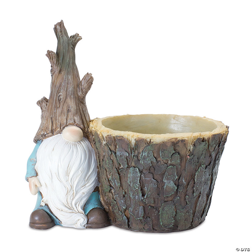 Tree Trunk Gnome Planter (Set Of 2) 6.5"L X 6.75"H Resin Image