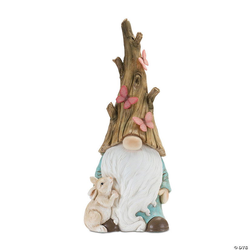 Tree Trunk Gnome Statue  10"L X 24.75"H Resin Image
