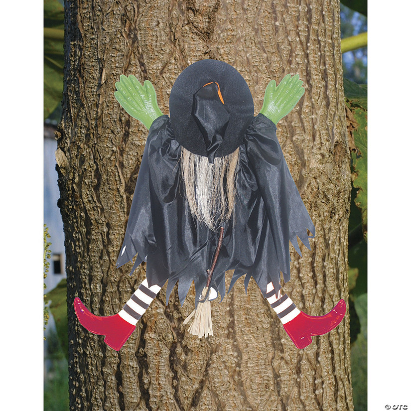 Tree Trunk Witch With Red Shoes Halloween Decoration Image