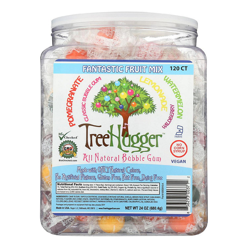 Treehugger Natural Bubble Gum Fantastic Fruit Mix  - Case of 120 - CT Image