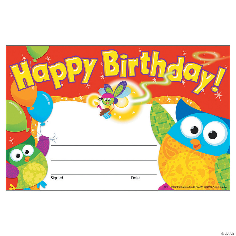 TREND (12 Pk) Happy Birthday Owl Stars Image