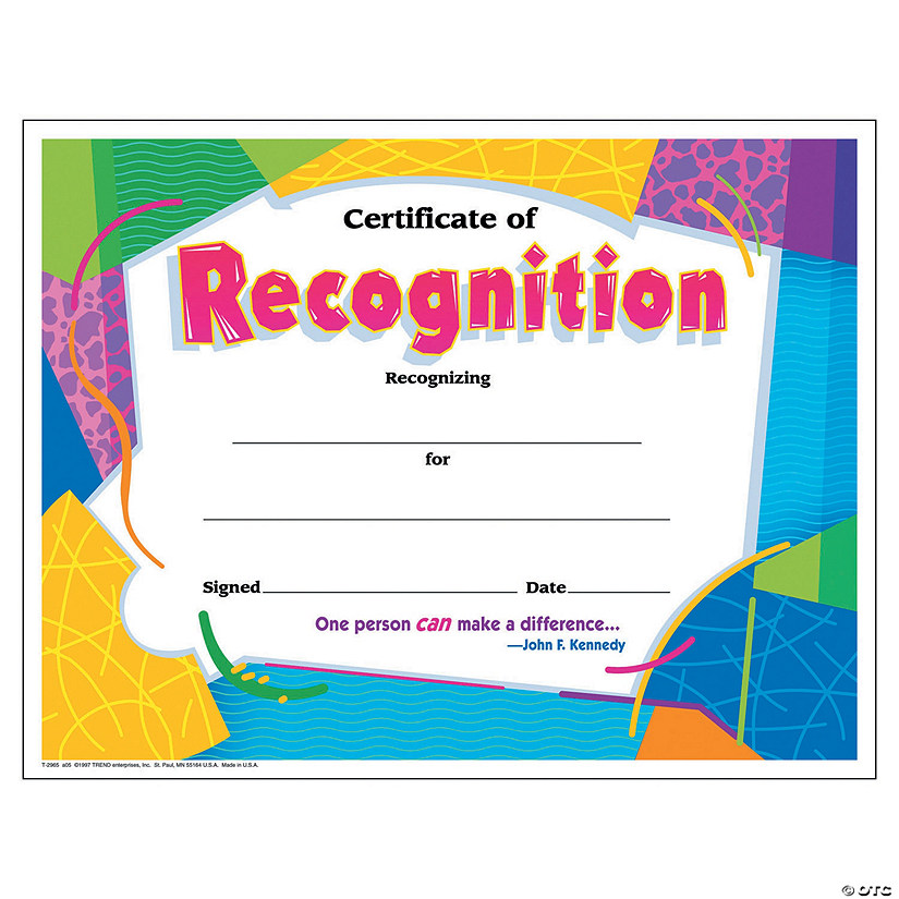 TREND (6 Pk) Certificate Of Recognition Image