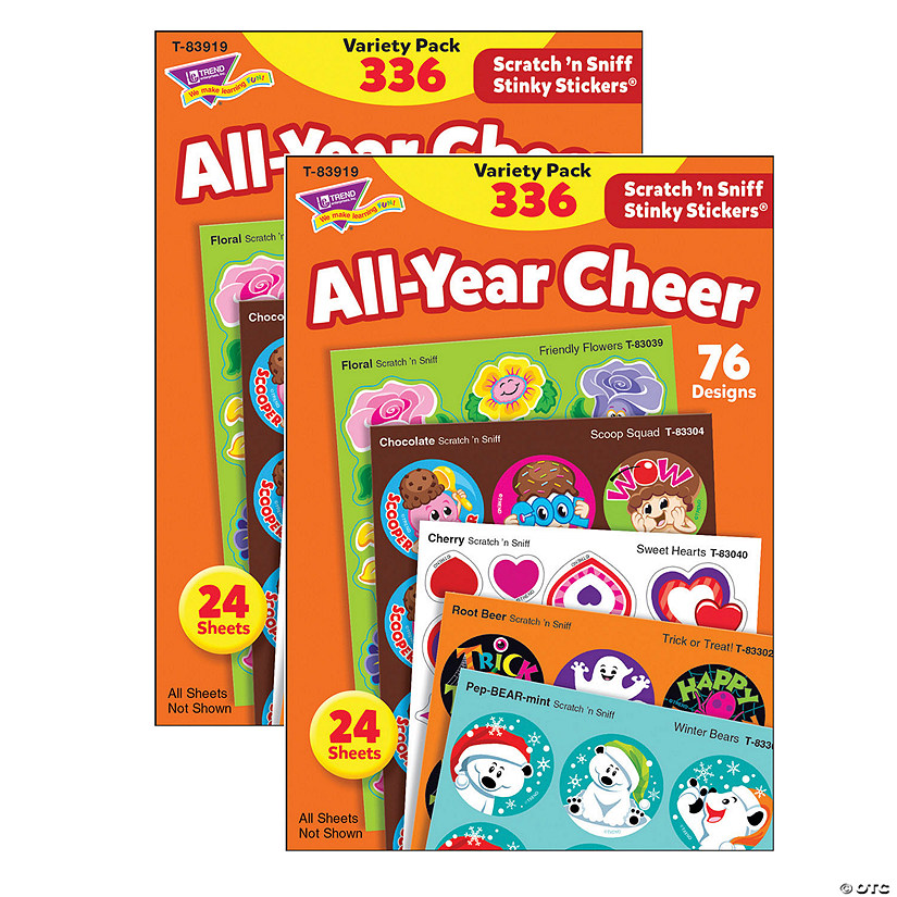 TREND All Year Cheer Stinky Stickers&#174; Variety Pack, 336 Count Per Pack, 2 Packs Image