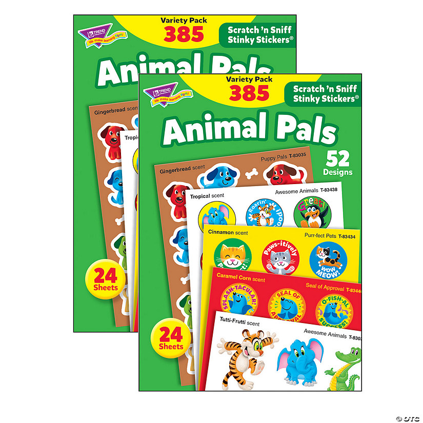 TREND Animal Pals Stinky Stickers Variety Pack, 385 Per Pack, 2 Packs Image