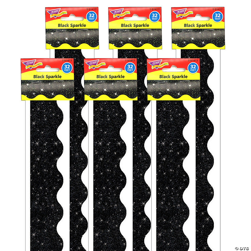 TREND Black Sparkle Terrific Trimmers, 32.5' Per Pack, 6 Packs Image