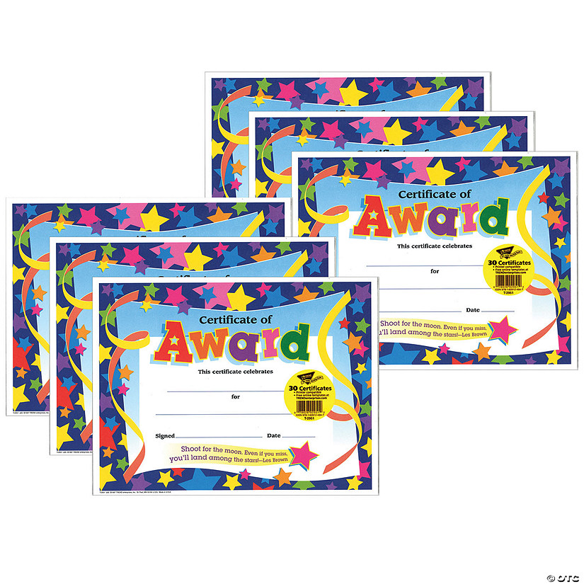 TREND Certificate of Award Colorful Classics Certificates, 30 Per Pack, 6 Packs Image