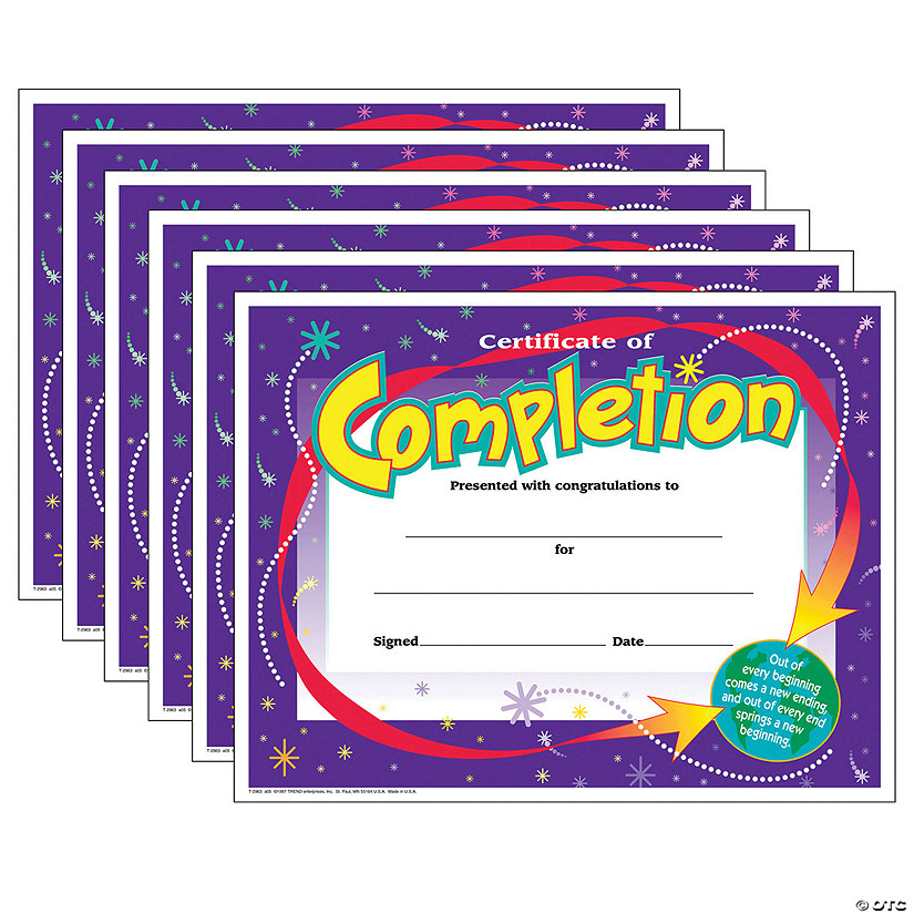 TREND Certificate of Completion Colorful Classics Certificates, 30 Per Pack, 6 Packs Image