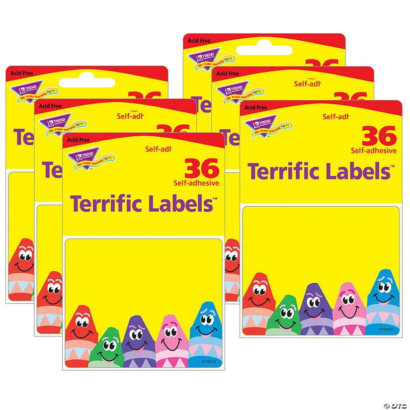 TREND Colorful Crayons Terrific Labels, 36 Per Pack, 6 Packs Image