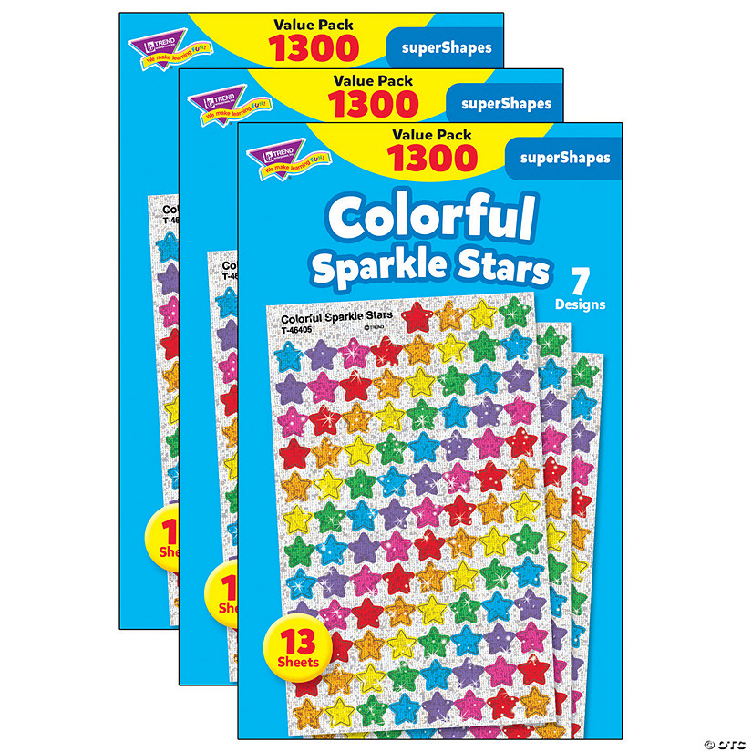 TREND Colorful Sparkle Stars superShapes Value Pack, 1300 Per Pack, 3 Packs Image