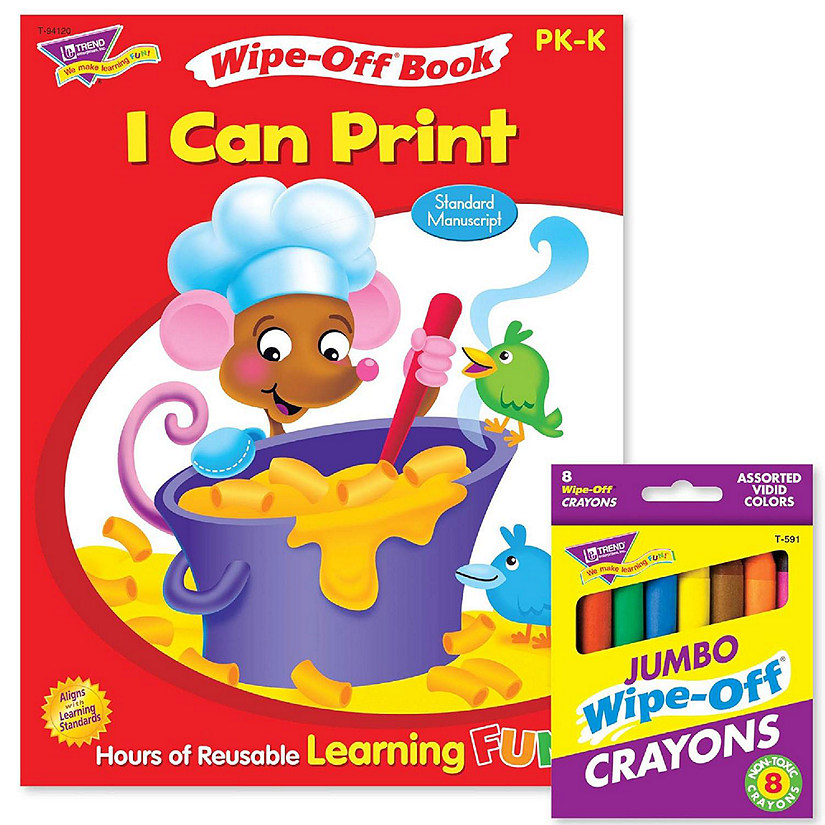 Trend Enterprises Printing Reusable Book &amp; Crayons Image