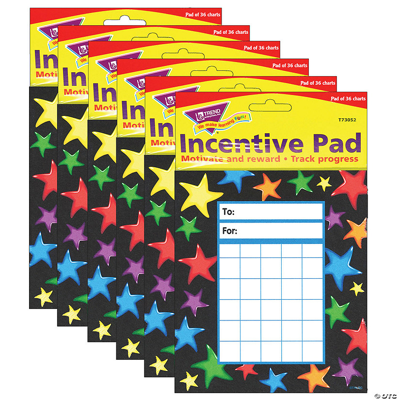 TREND Gel Stars Incentive Pad, 36 Sheets Per Pad, Pack of 6 Image