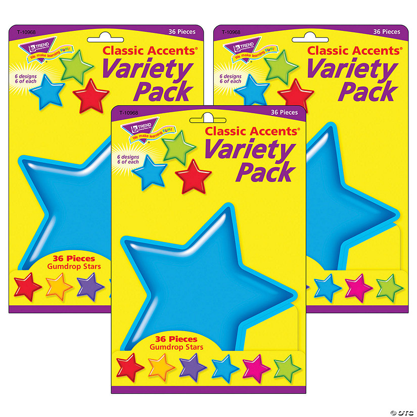 TREND Gumdrop Stars Classic Accents Variety Pack, 36 Per Pack, 3 Packs Image