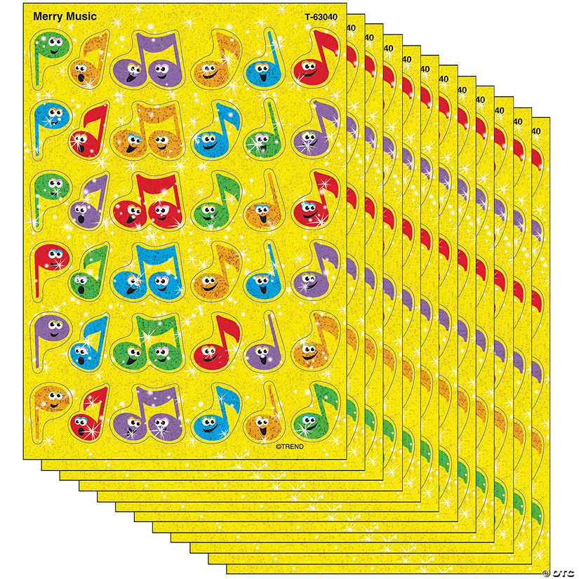 TREND Merry Music Sparkle Stickers, 72 Per Pack, 12 Packs Image
