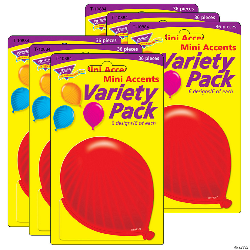 TREND Party Balloons Mini Accents Variety Pack, 36 Per Pack, 6 Packs Image