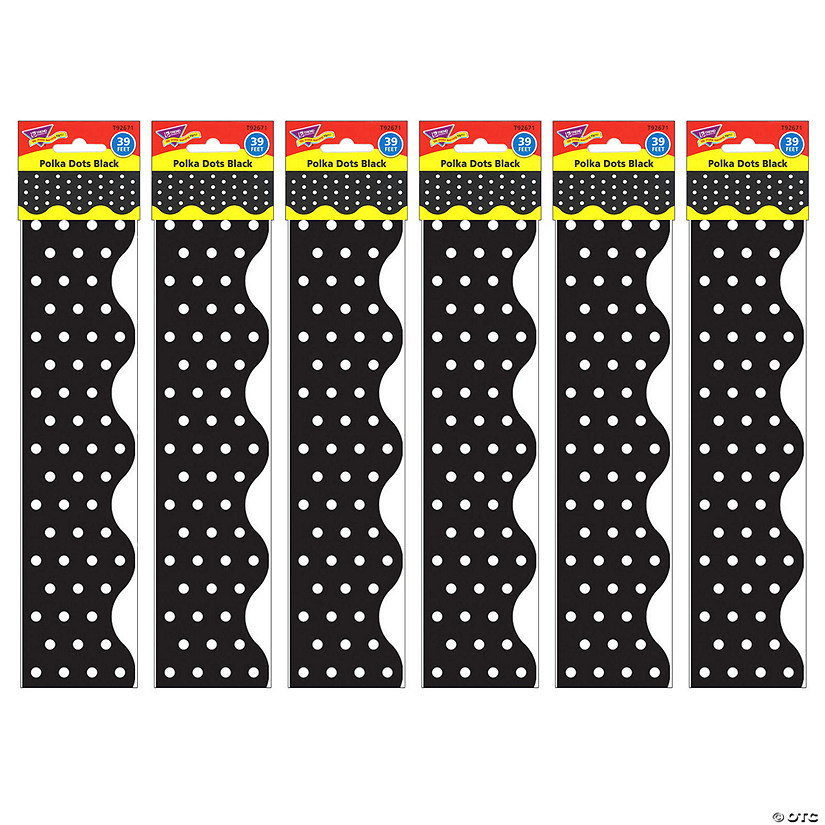TREND Polka Dots Black Terrific Trimmers, 39 Feet Per Pack, 6 Packs Image