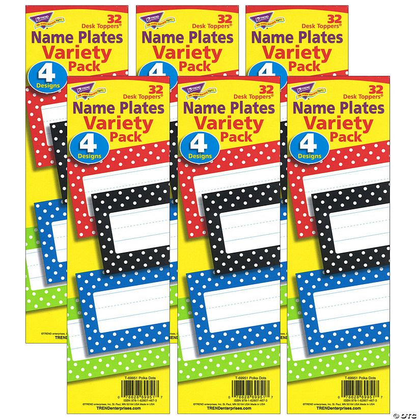 TREND Polka Dots Desk Toppers Name Plates Variety Pack, 32 Per Pack, 6 Packs Image