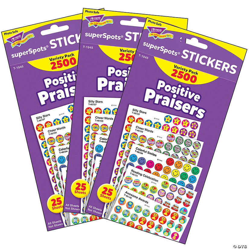 TREND Positive Praisers superSpots Stickers Variety Pack, 2500 Per Pack, 3 Packs Image