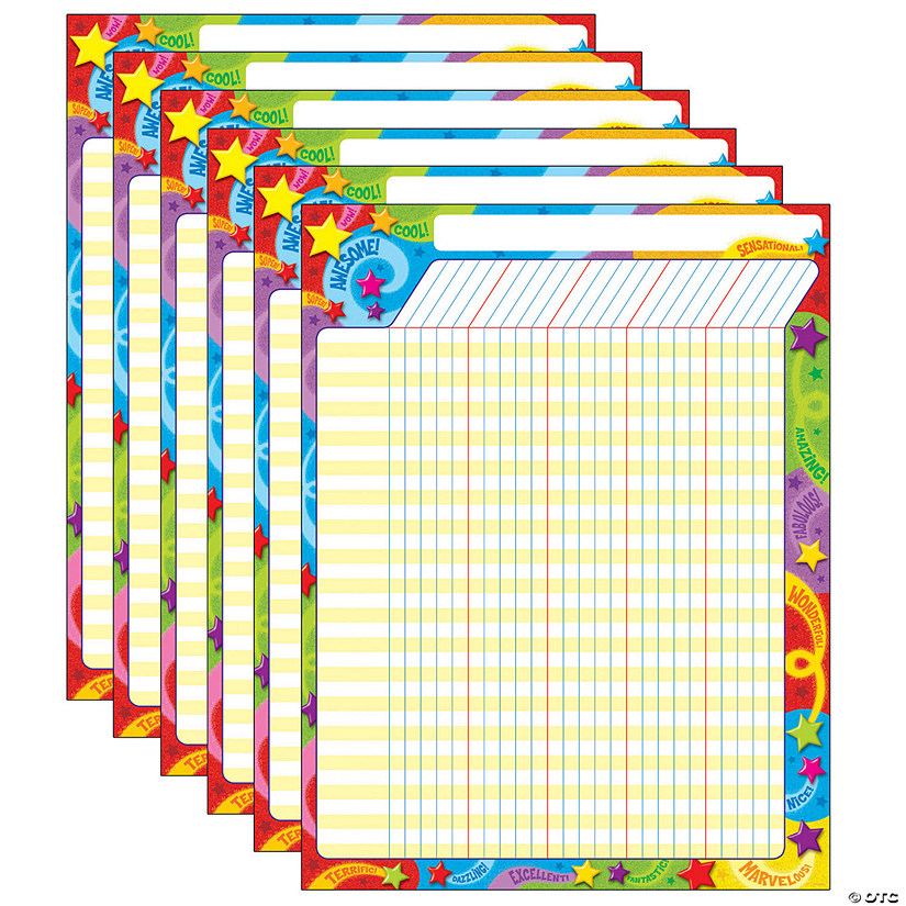 TREND Praise Words 'n Stars Incentive Chart, 17" x 22", Pack of 6 Image