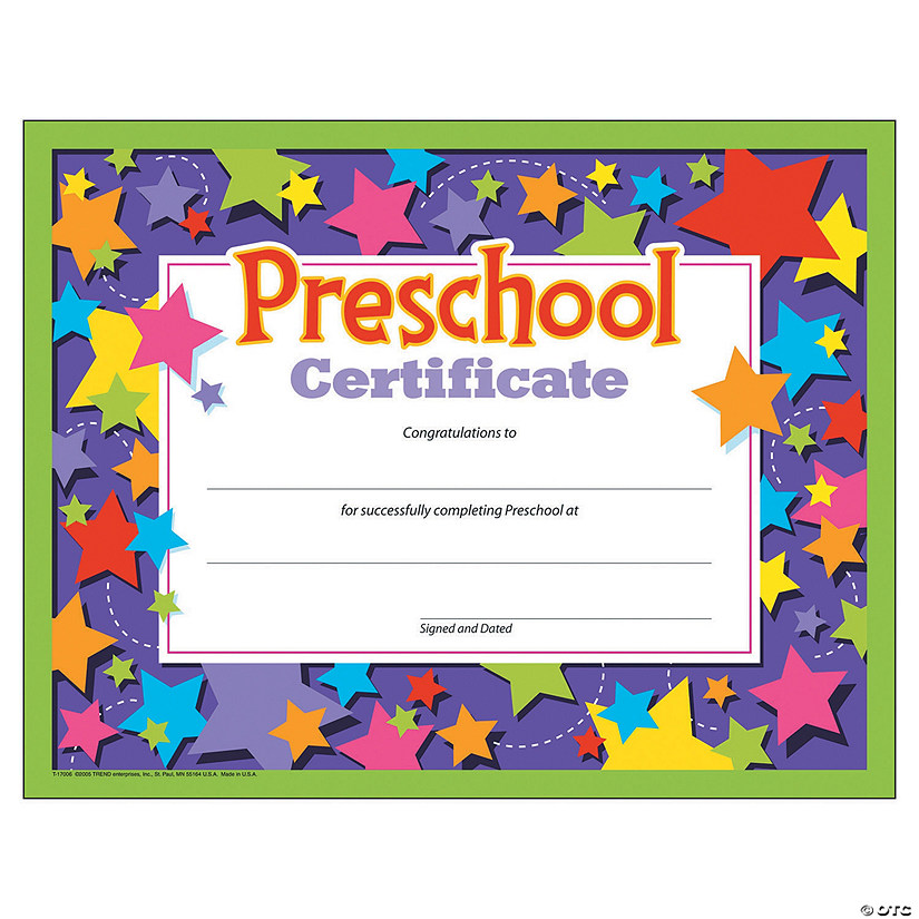 TREND Preschool Certificates Image