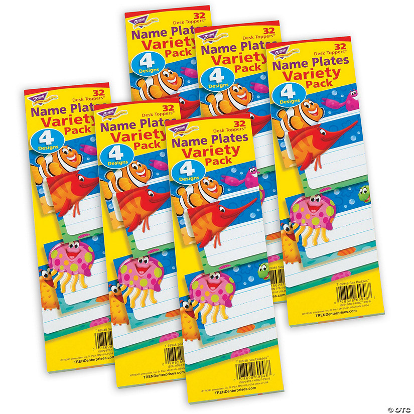 TREND Sea Buddies Desk Toppers Name Plates Variety Pack, 32 Per Pack, 6 Packs Image
