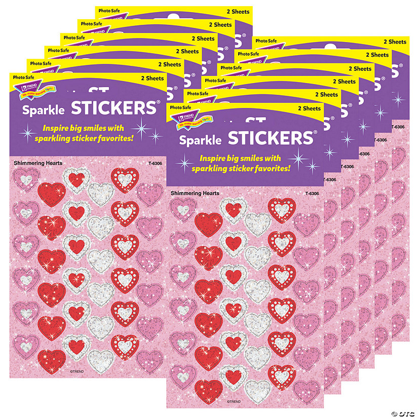 TREND Shimmering Hearts Sparkle Stickers, 72 Per Pack, 12 Packs Image
