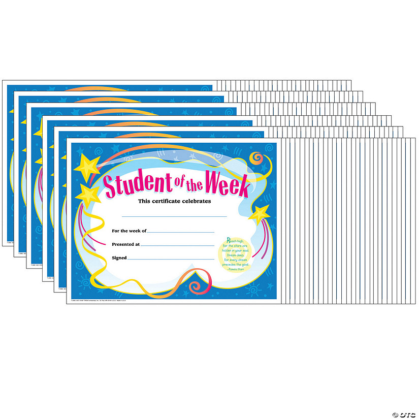 TREND Student of The Week Colorful Classics Certificates, 30 Per Pack, 6 Packs Image