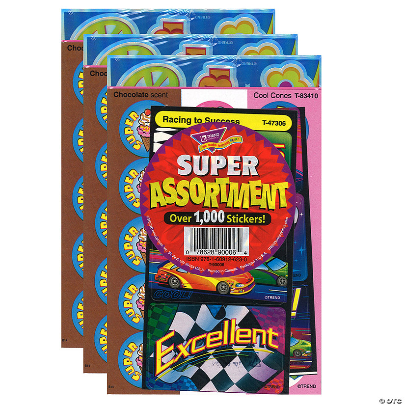 TREND Super Assortment Sticker Pack, 1000 Stickers Per Pack, 3 Packs Image
