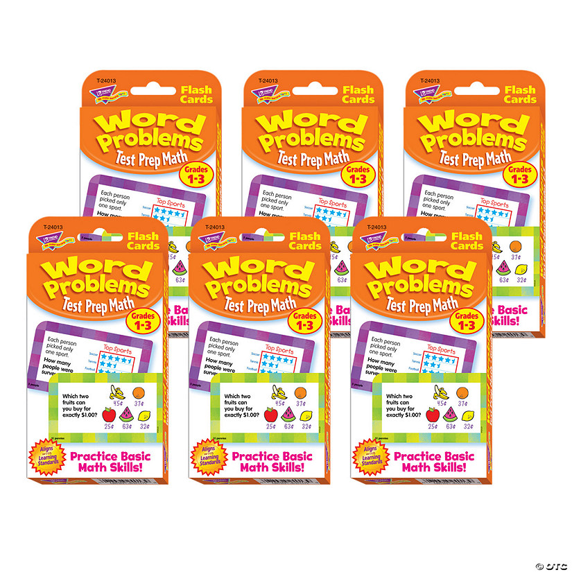 TREND Word Problems Test Prep Math, Grades 1-3 Challenge Cards, 6 Packs Image
