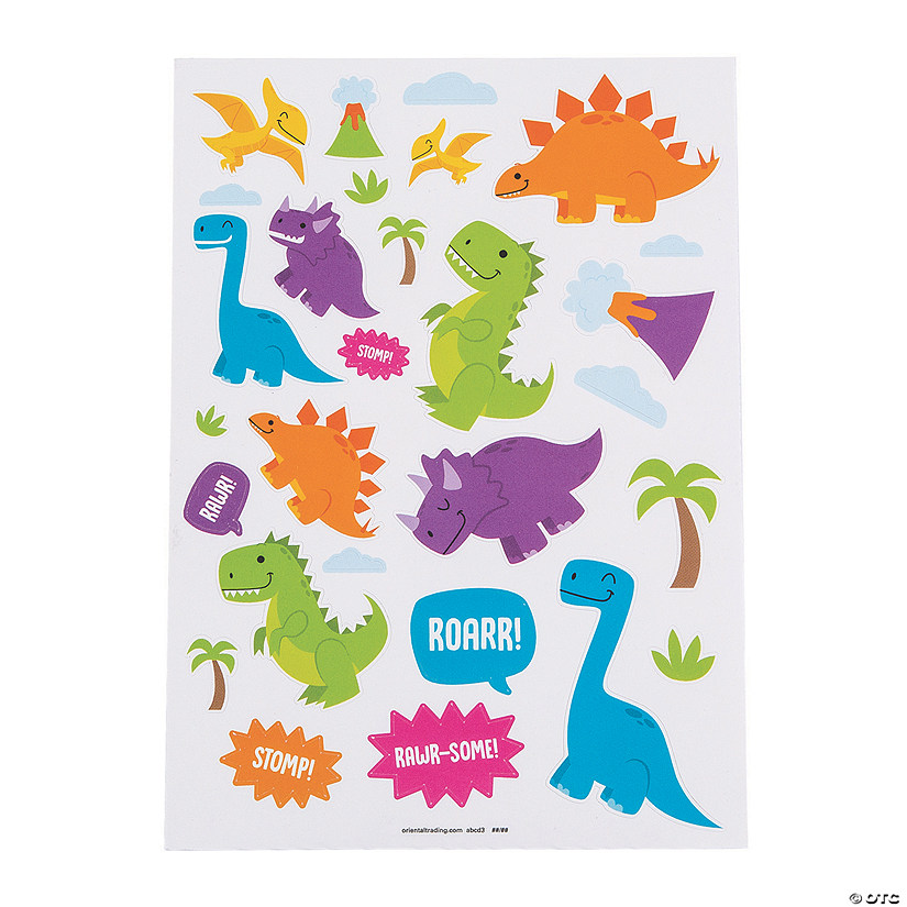 Trendy Dinosaur Sticker Sheets - 24 Pc. Image