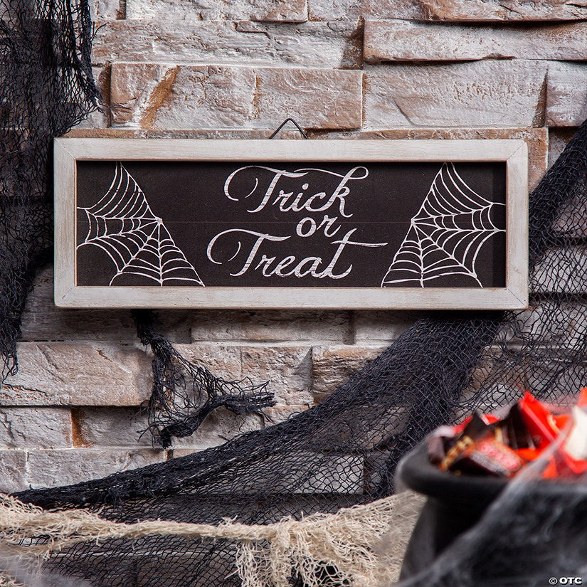Trick-or-Treat Spider Web Halloween Decoration Sign Image