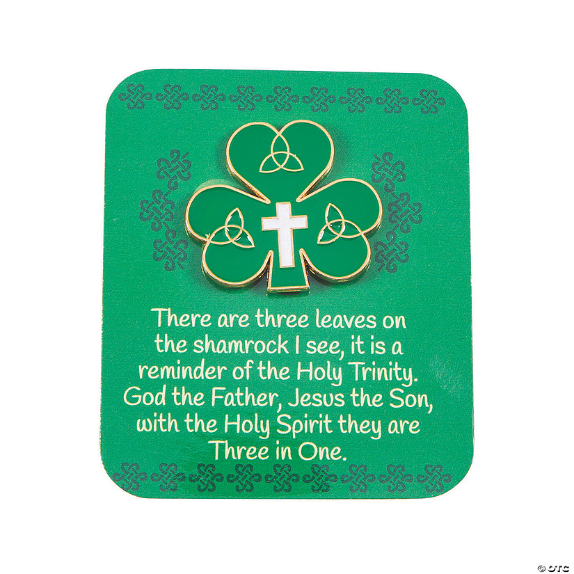 Trinity Shamrock Pins with Card - 12 Pc. Image