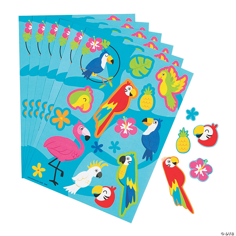 Tropical Bird Sticker Sheets - 24 Pc. Image