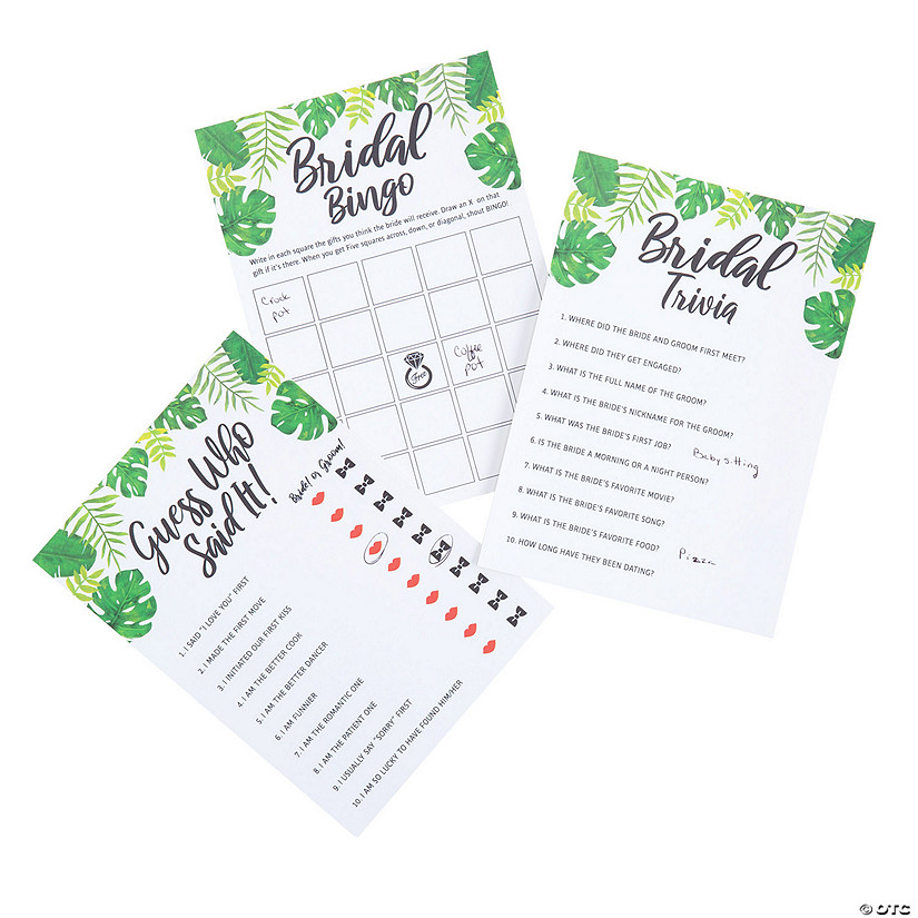 Tropical Bridal Shower 3 Game Set 36 Pc. Oriental Trading