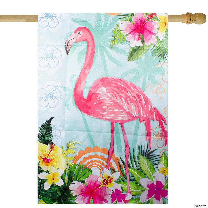 Tropical Flamingo Spring Outdoor House Flag 28" x 40" Image